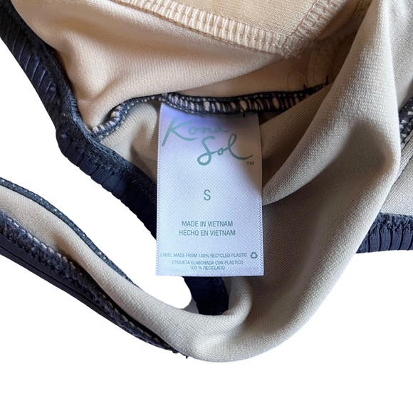 Kona Sol One Piece Swimsuit Women’s S Gray Ribbed Tropical Floral Palm Leaf - Picture 10 of 11